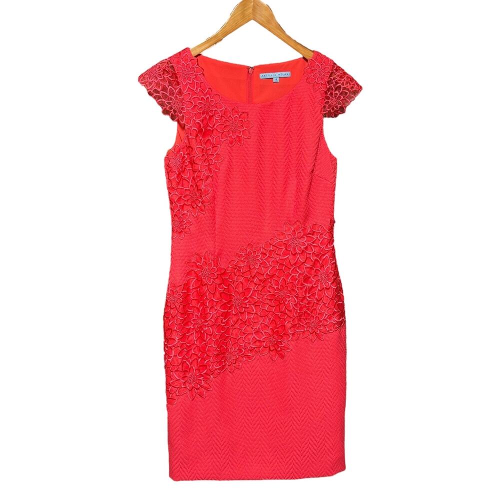 Antonio Milani Cap Sleeve Floral Dress Pink 4